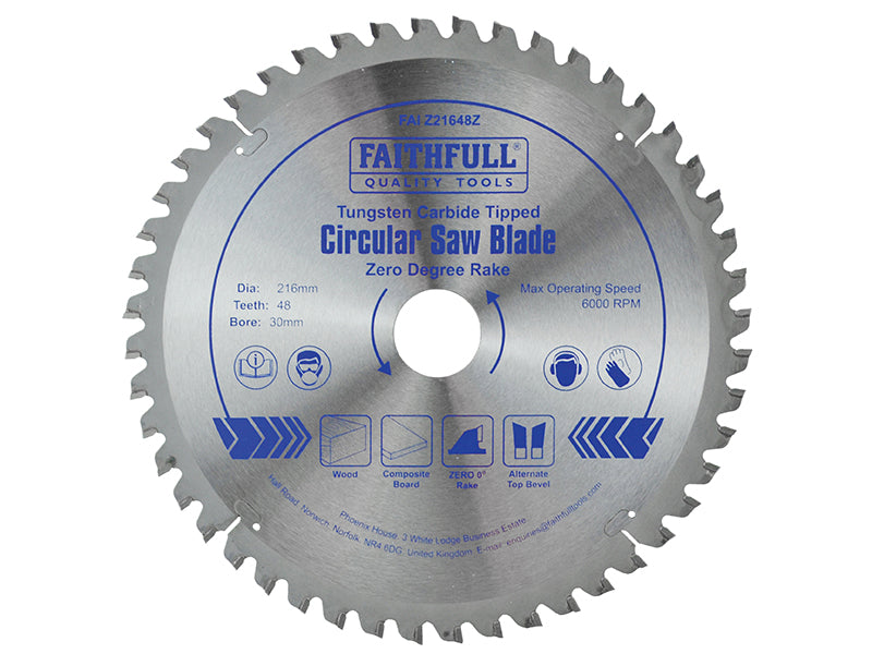 TCT Circular Saw Blade Zero Degree 250 x 30mm x 80T