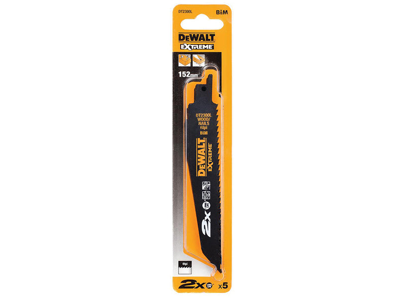 2X Life Wood & Nail Reciprocating Blade 305mm x 6 TPI (Pack 5)