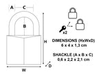 Solid Brass 70mm Padlock 6-Pin