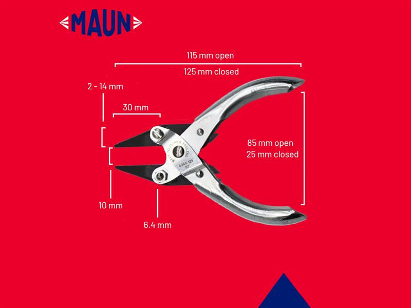 Snipe Nose Parallel Pliers, Smooth Jaws 125mm
