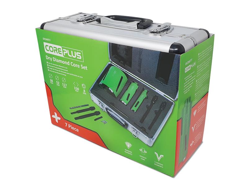 DCDKIT7 Diamond Dry Core Drill Bit Set, 7 Piece                                 