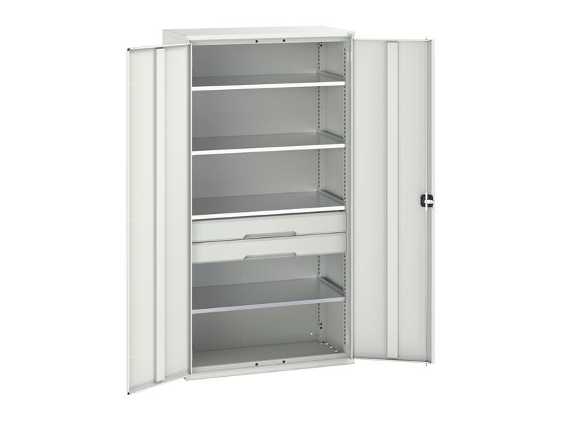 Verso Kitted Cupboard 4 Shelf + 2 Drawer 1050 x 2000mm Light Grey