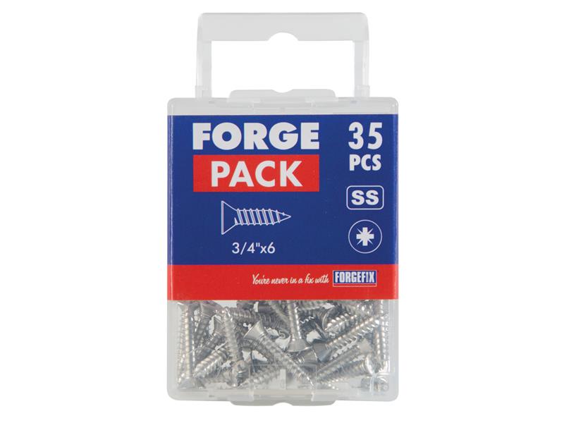 Self-Tapping Screw Pozi Compatible CSK A2 SS 3/4in x 6 ForgePack 35             