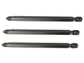 Pozidriv S2 Power Screwdriver Bits PZ3 x 100mm (Pack 3)