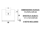 Armoured 90mm Zinc Body Shutter Padlock