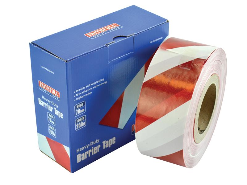 Heavy-Duty Barrier Tape Red & White 70mm x 250m                                 