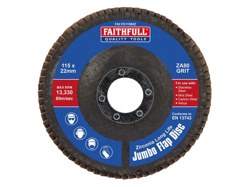 Zirconia Abrasive Jumbo Flap Disc 125 x 22mm Mixed Grit (3 Pack)
