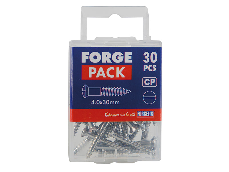 Multi-Purpose Screw SL Raised Head Chrome Plated 4.0 x 30mm ForgePack 30        