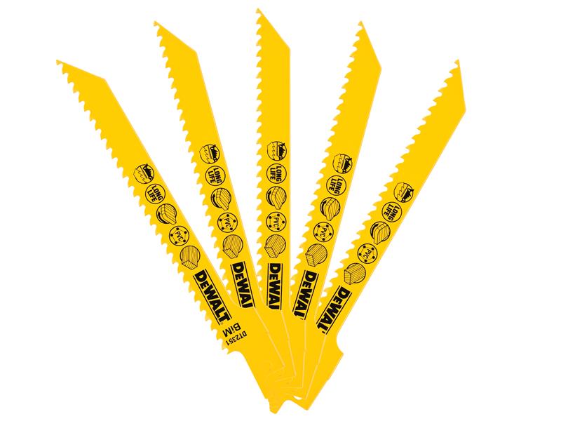Bi-Metal Reciprocating Blade for Wood, Fine Fast Cuts 152mm x 6 TPI (Pack 5)    