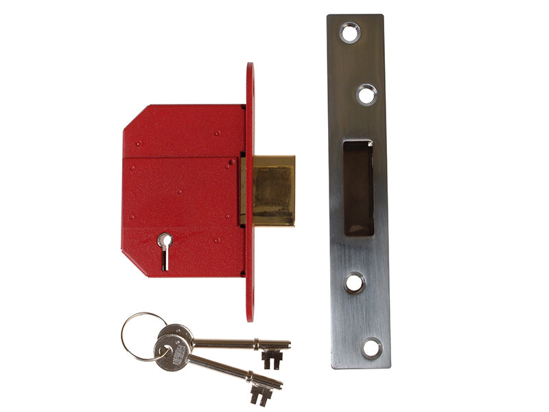 StrongBOLT 2100S BS 5 Lever Mortice Deadlock 81mm 3in Satin Brass Visi
