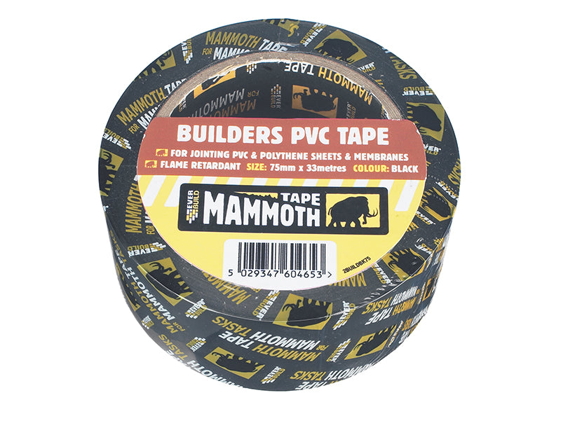Builder's PVC Tape 75mm x 33m Black                                             