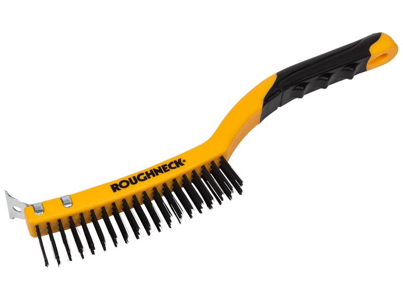Brass Wire Brush Soft Grip with Scraper 355mm (14in) - 3 Row