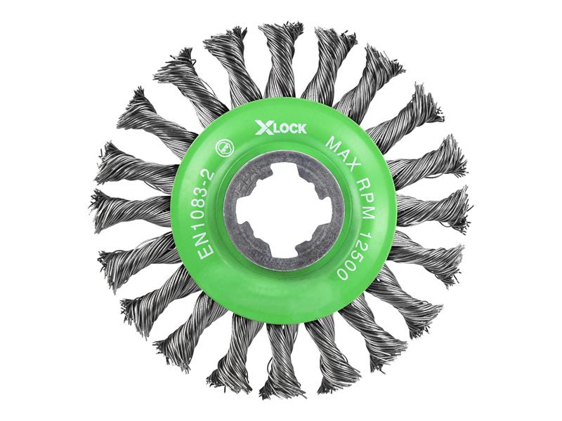 X-LOCK Conical Wire Brush 115mm M14x2, 0.50mm Stainless Steel Wire              