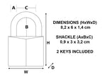 Solid Brass 70mm Padlock 6-Pin