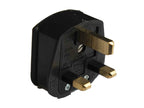 3 Pin Rubber Plug 13A Black                                                     