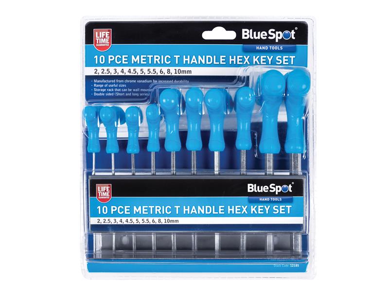 Metric T-Handle Hex Key Set, 10 Piece                                           