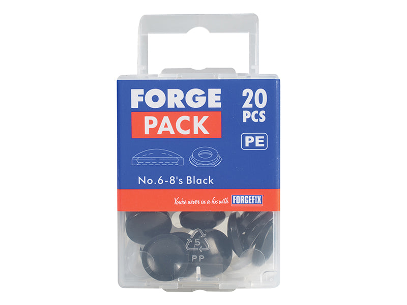 Domed Cover Cap Black No. 6-8 ForgePack 20                                      