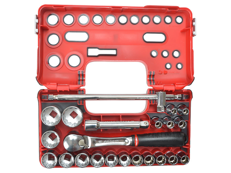 1/2in Drive 12-Point Detection Box Socket Set, 22 Piece                         