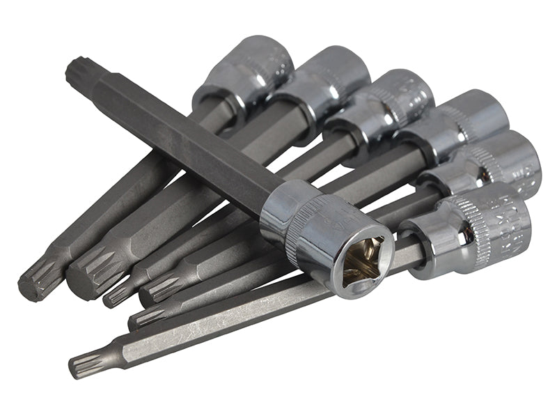 3/8in Drive Extra Long Spline Socket Bit Set, 7 Piece                           