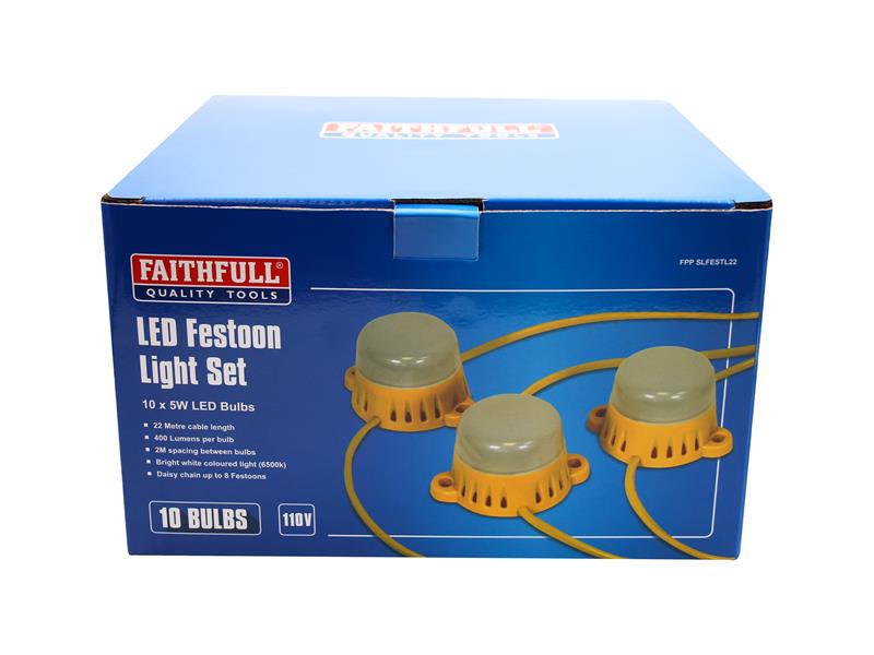 Festoon Lights 10 LED Bulbs 110V 22m                                            