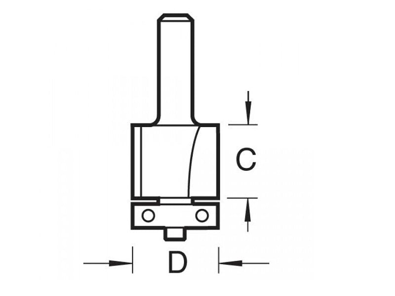 C116 x 1/4 TCT 90° Bearing Guided Trimmer Cutter 12.7 x 25.4mm