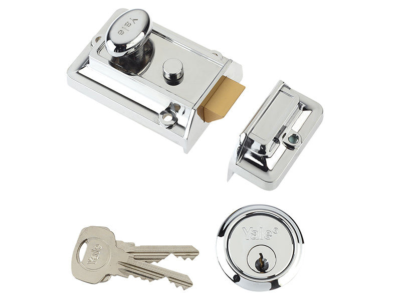 P77 Traditional Nightlatch 60mm Backset Nickel Brass Finish Visi