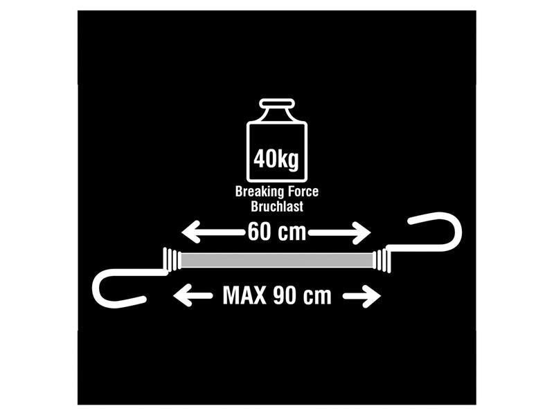 Twin Wire Bungee Cord 60cm Red 2 Piece