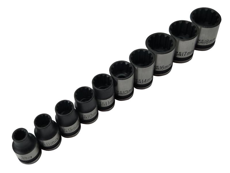 3/8in Drive Spline Socket Set Metric, 10 Piece                                  