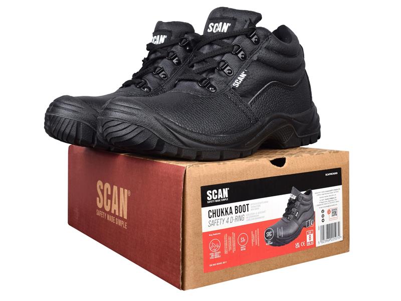 4 D-Ring Chukka Safety Boots Black UK 9 EUR 43