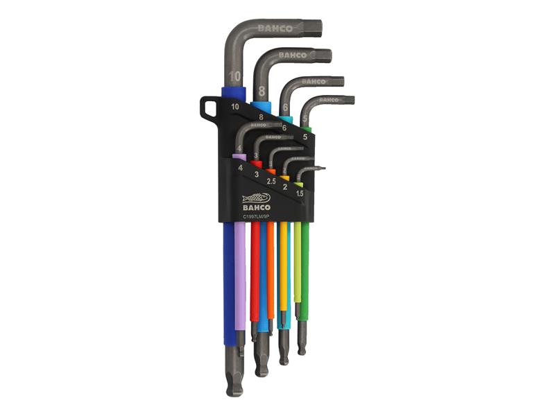 C1997LM/9P Metric Long Ball End Coloured Hex L-Key Set, 9 Piece                 