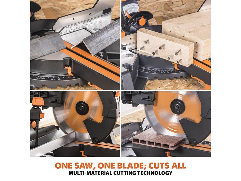 R255SMS-DB+ Multi-Material Sliding Mitre Saw 255mm 1600W 110V                   