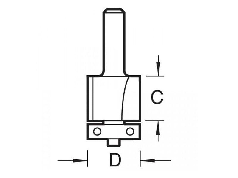 C116 x 1/4 TCT 90° Bearing Guided Trimmer Cutter 12.7 x 25.4mm