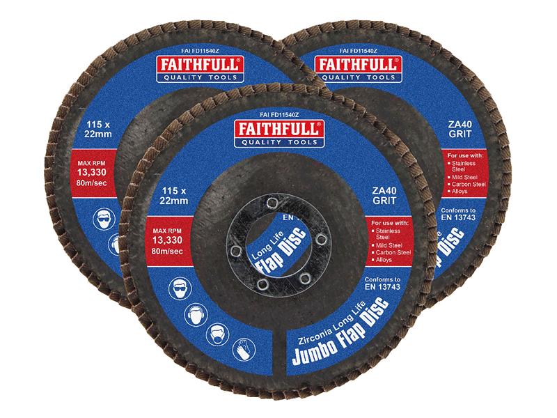 Zirconia Abrasive Jumbo Flap Disc 125 x 22mm Mixed Grit (3 Pack)