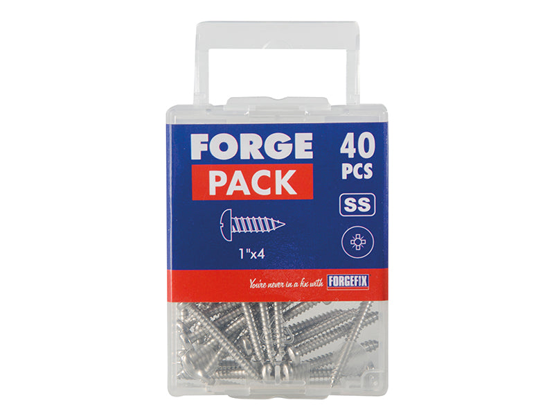 Self-Tapping Screw Pozi Compatible Pan Head SS 1in x 4 ForgePack 40             