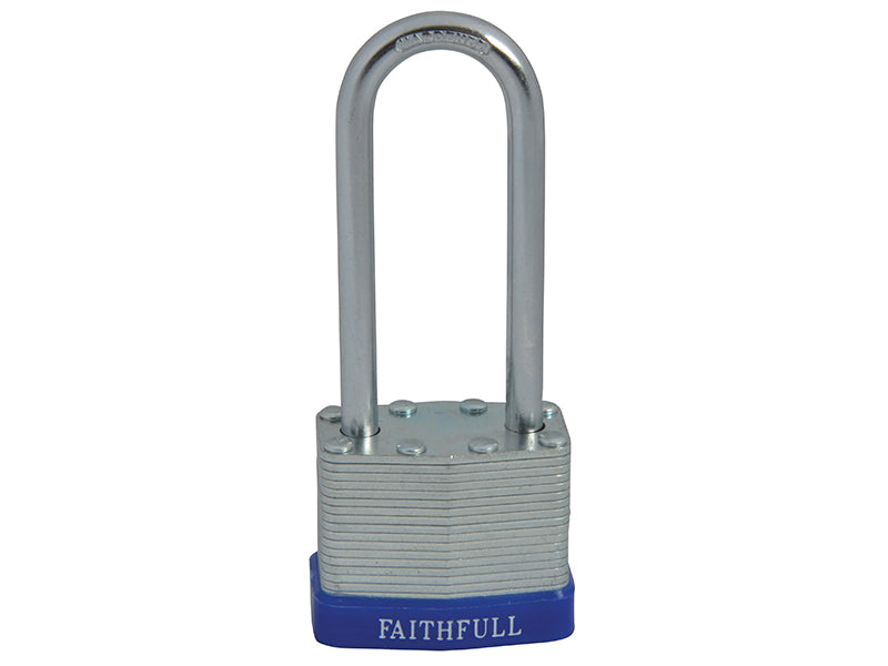 Laminated Steel Padlock 40mm Long Shackle 3 Keys                                