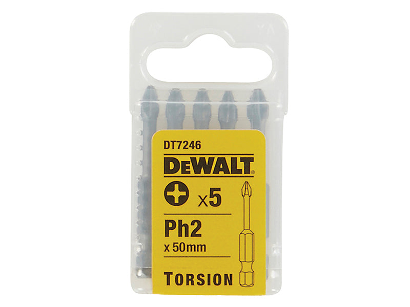DT7246 Torsion Bits PH2 x 50mm (Pack 5)                                         