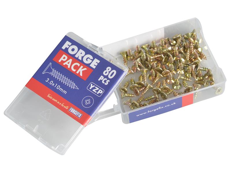 Multi-Purpose Pozi Screw CSK ST ZYP 3.0 x 10mm ForgePack 80                     
