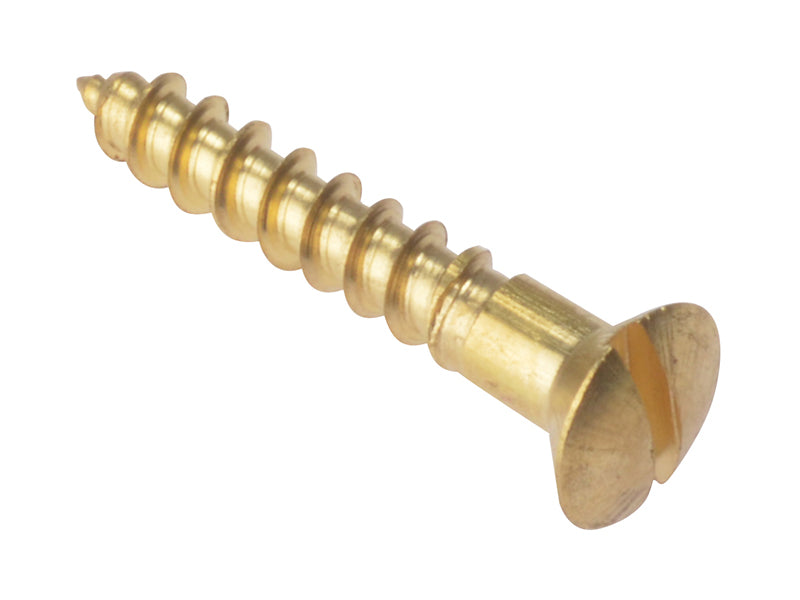 Wood Screw Slotted Raised Head ST Solid Brass 5/8in x 6 Box 200