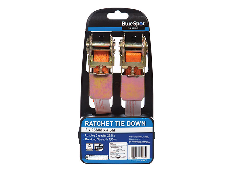 Ratchet Tie-Down Set 25mm x 4.5m                                                