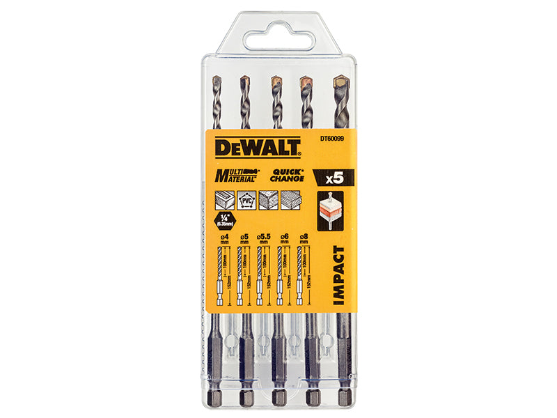 DT60099 Extreme Impact Masonry Drill Bit Set 5 Piece                            