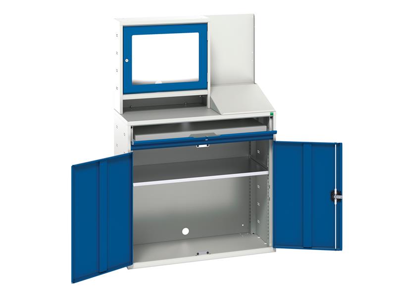 Verso Computer Cupboard 1050 x 550 x 1650mm Gentian Blue                        