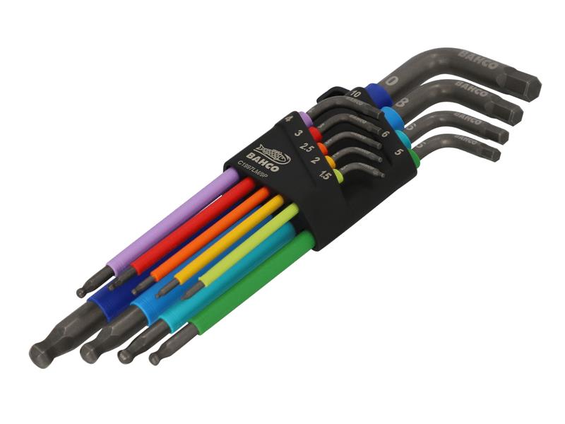 C1997LM/9P Metric Long Ball End Coloured Hex L-Key Set, 9 Piece                 