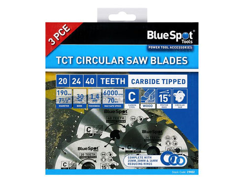 190mm Circular Saw Blade Set, 3 Piece                                           