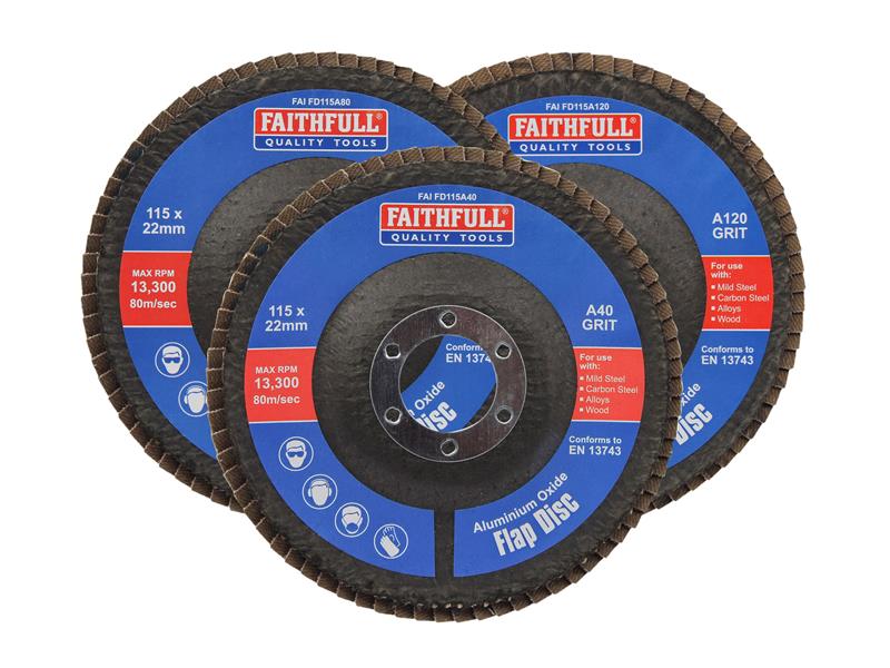 Aluminium Oxide Flap Disc 125 x 22mm Mixed Grit (3 Pack)