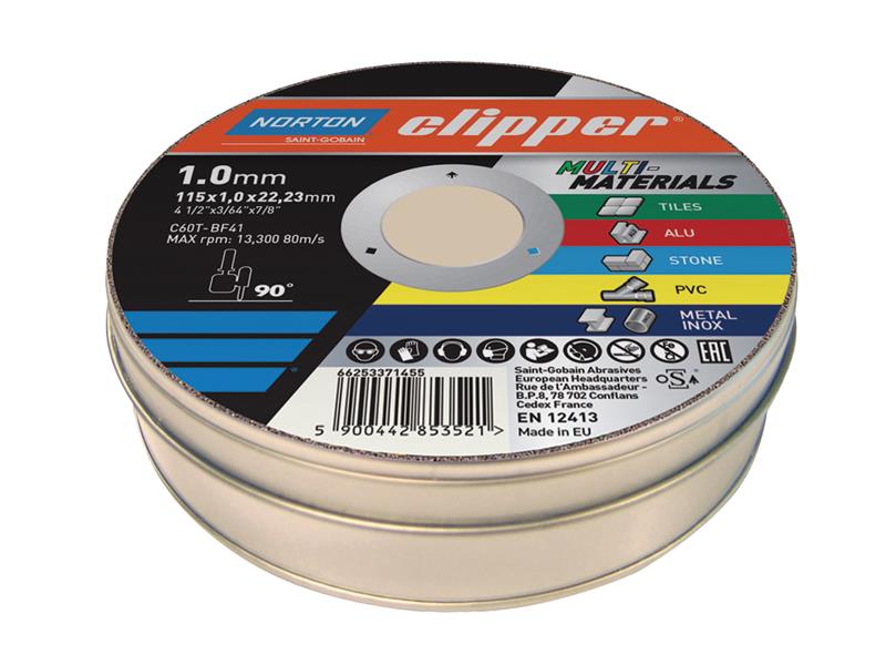 Clipper® Multi-Materials Cutting Discs 115 x 22.23mm (Tin of 10)                