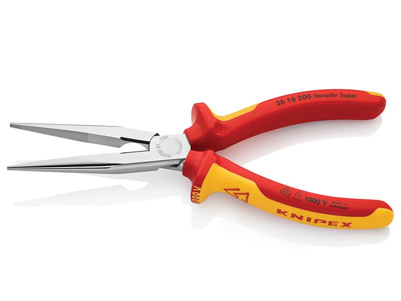26 16 200 VDE Long Snipe Nose Side Cutting Pliers 200mm                         
