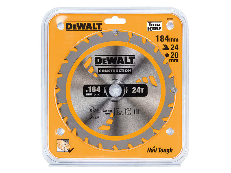 Cordless Construction Trim Saw Blade 184 x 20mm x 24T                           