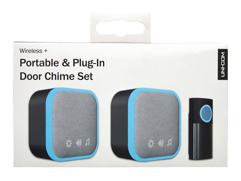 Portable and Plug-In Door Chime Set, Black
