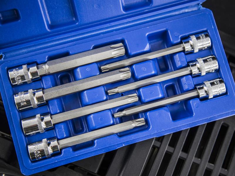 3/8in Drive Extra Long TORX Socket Bit Set, 7 Piece                             