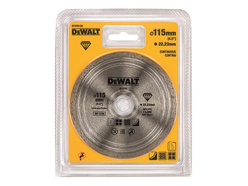 DT3711 Continuous Rim Diamond Cutting Disc 115 x 22.23mm                        